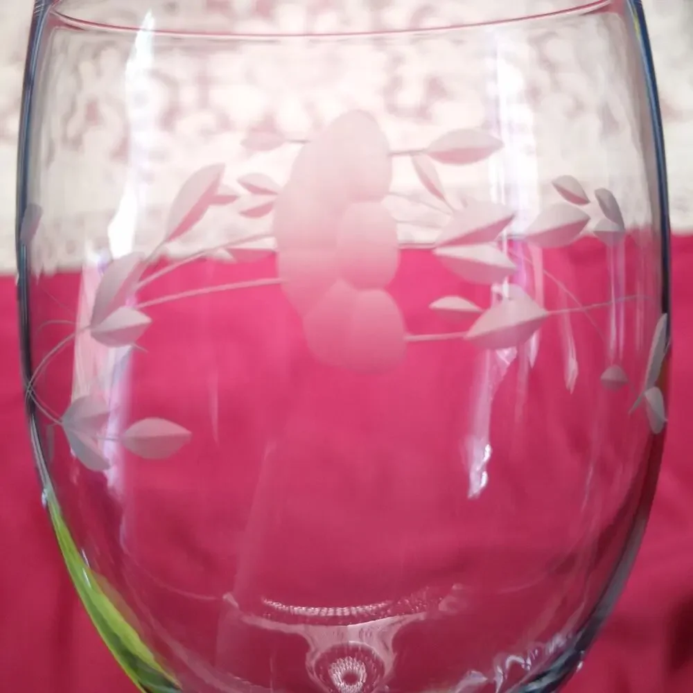 Princess House Heritage 418 Goblet Floral Drinkware Clear Set 4 Crystal Vintage